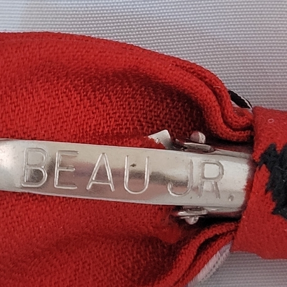 1950s BEAU Jr clip on bow tie, Rust Residant little boys vintage red,tan,brown - Picture 4 of 5